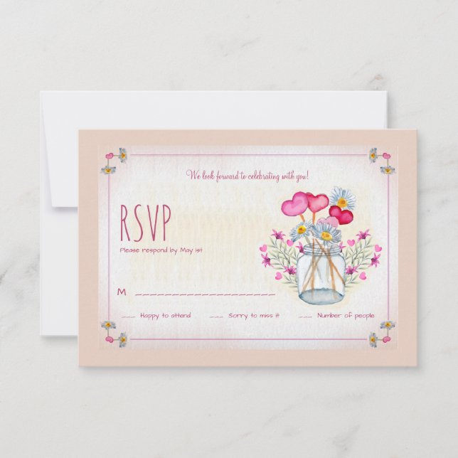 Mason Jar of Love RSVP Card (Front)