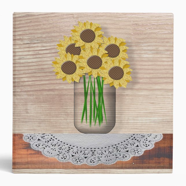 Mason Jar Of Sunflowers Photo Album Binder (Front)