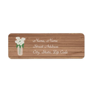 Mason Jar on Wood White Hydrangea Address Label