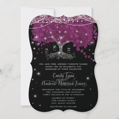 Mason Jar Orchid Evening Heart Leaf Tree Custom Announcements