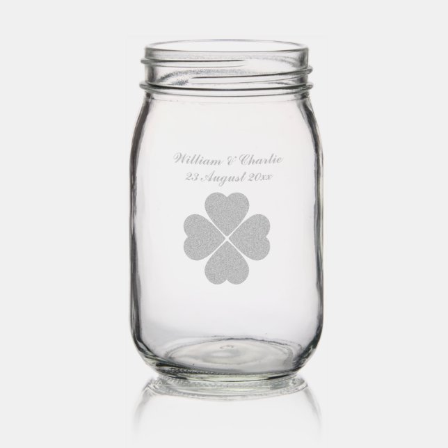 Mason Jar | Personalized Lucky Clover  (Glassware)