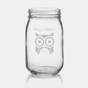 Mason Jar   Personalized Owl Design