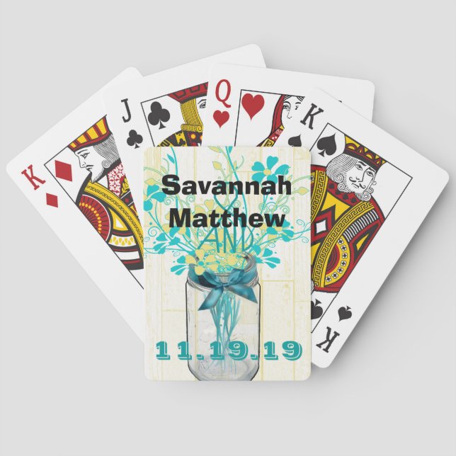 Mason Jar Personalized Wedding Playing Card Gifts (Back)
