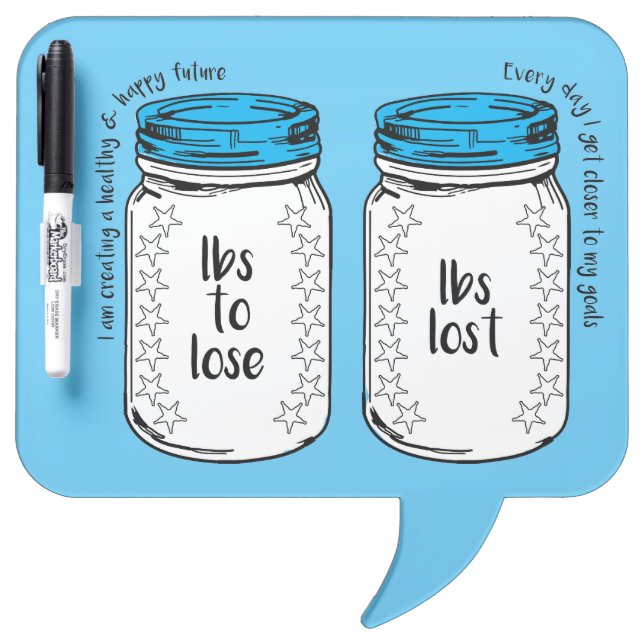 Mason Jar Pounds Lost Weight Loss Tracker Dry Erase Board (Front)