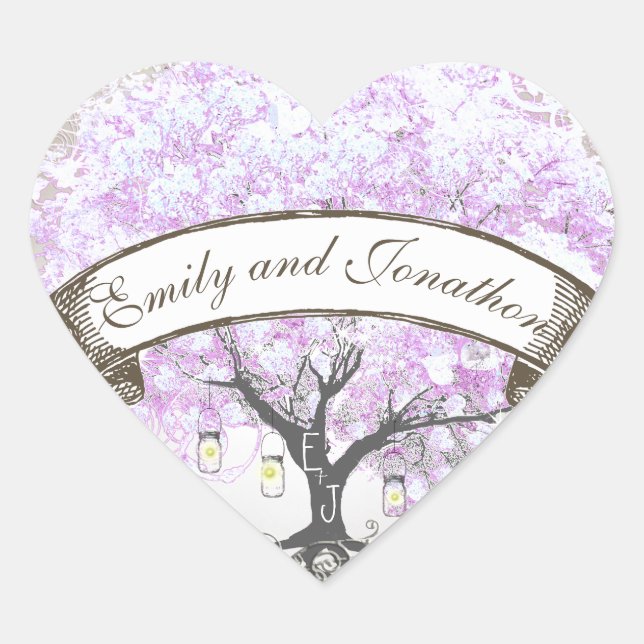 Mason Jar Radiant Lavender Leaf Tree  Wedding Seal (Front)