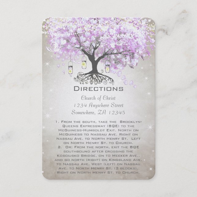 Mason Jar Radiant Lavender Wedding Direction Cards (Front)