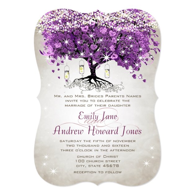 Mason Jar Radiant Purple Wedding Invitation
