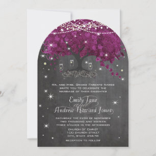 Mason Jar Radiant Purple Wedding Invitation
