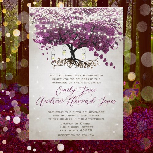 Mason Jar Radiant Purple Wedding Invitation