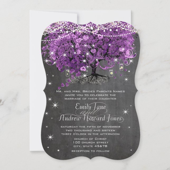 Mason Jar Radiant Purple Wedding Invitation (Front)