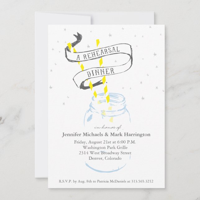 Mason Jar Rehearsal Dinner Invite Starry Night (Front)