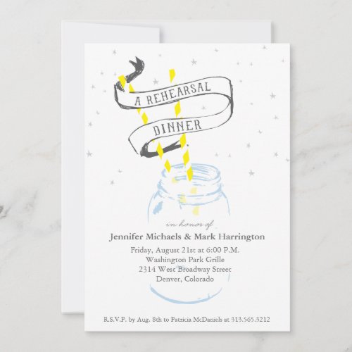 Mason Jar Rehearsal Dinner Invite Starry Night