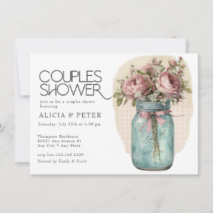 Mason Jar Roses Couples Shower Invitation