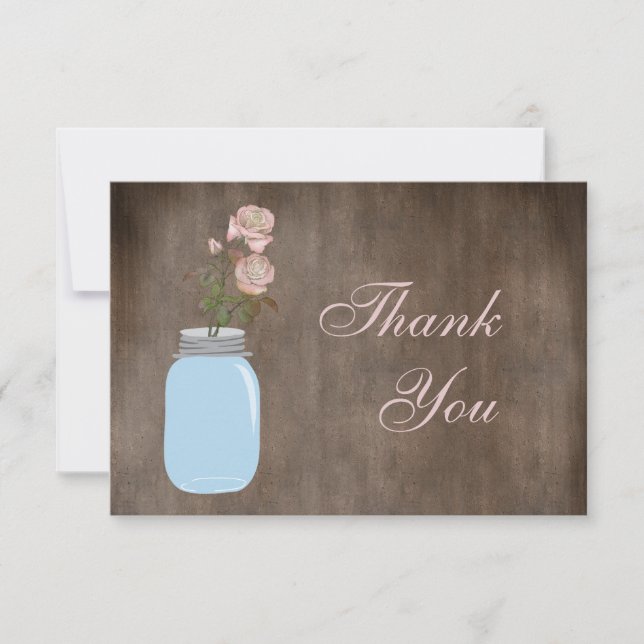 Mason Jar & Roses Rustic Thank You (Front)