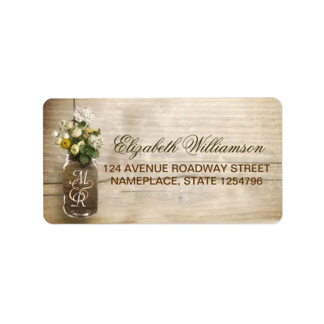 Rustic Address Lables mason jar rustic address labels for weddings | Zazzle