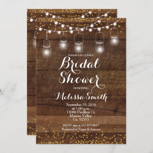 Mason Jar Rustic Bridal Shower Invite card