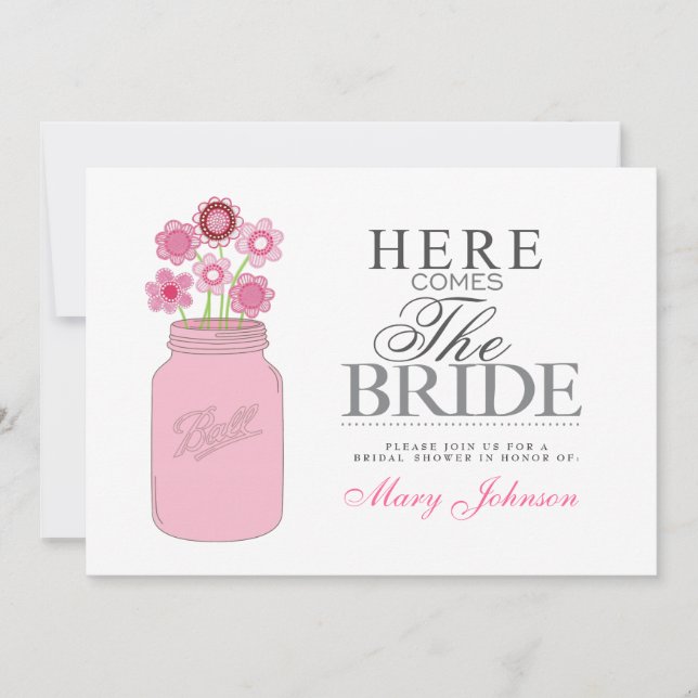 Mason Jar Rustic Bridal Shower Party Card (Front)