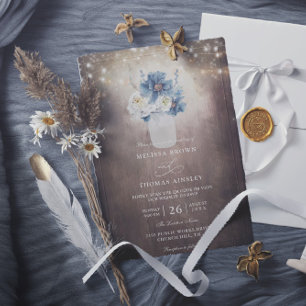 Mason Jar Rustic Country Budget QR Code Wedding Invitation