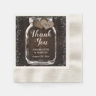 Mason Jar Rustic Country Wood Wedding Thank You Napkins
