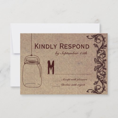 Mason Jar Rustic CountryWedding RSVP Cards