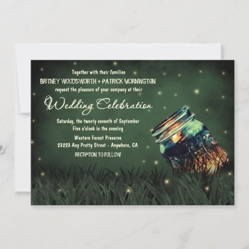 Mason Jar Rustic Firefly Wedding Invitations