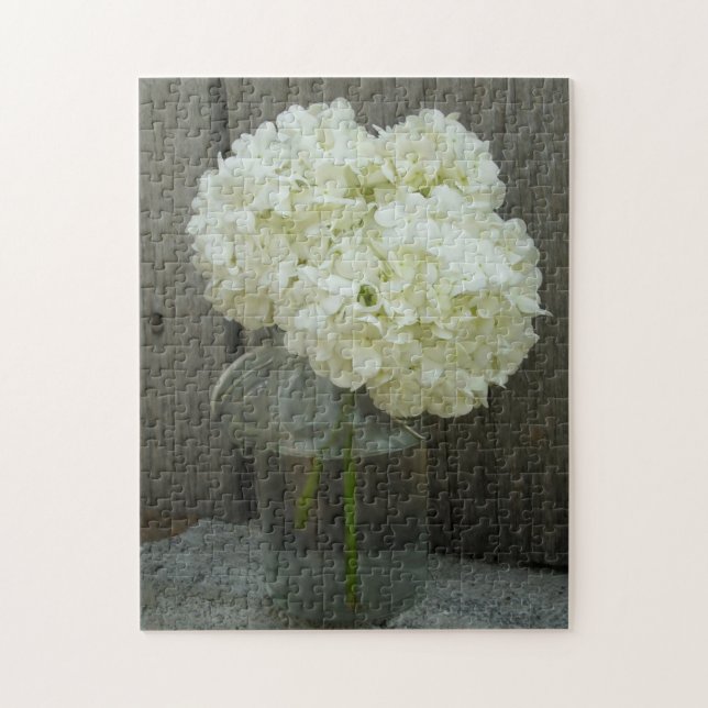 Mason Jar Rustic Hydrangeas Floral Photography Jigsaw Puzzle (Vertical)