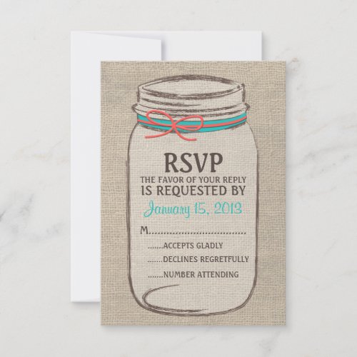 Mason Jar Rustic RSVP Card