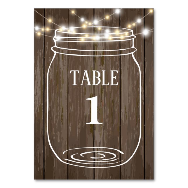mason jar, rustic, table card (Front)