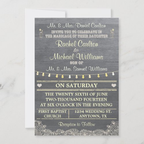 Mason Jar Rustic Wedding Invitation