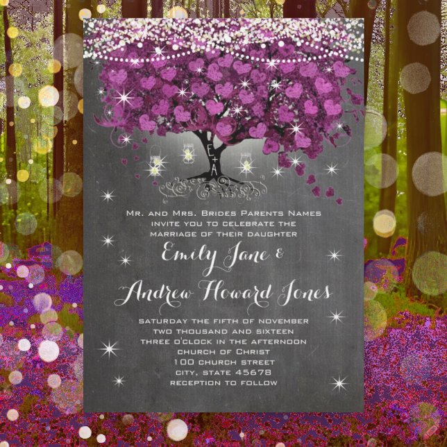 Mason Jar Sangria Wine Chalkboard Heart Leaf Tree Invitation (Creator Uploaded)