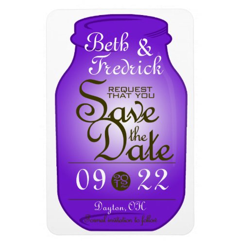 Mason Jar Save The Date 4x6 Magnet _ Purple