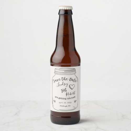 Mason Jar Save the Date Beer Bottle Label