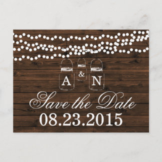 Mason Jar SAVE THE DATE Wedding Postcard