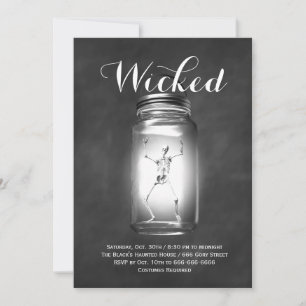 Mason Jar Skeleton Halloween Invitation