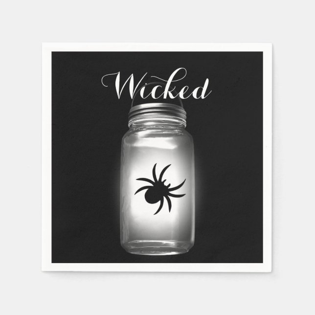 Mason Jar Spider Halloween Napkin (Front)