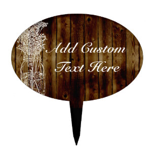 Mason Jar Stamp on Dark Wood Plank Cake Topper