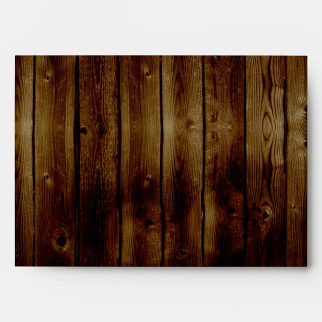 Mason Jar Stamp on Dark Wood Plank Envelope (Front)