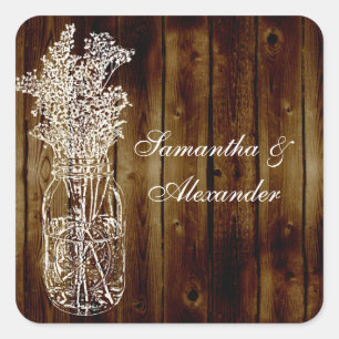 Mason Jar Stamp/Wood Plank Envelope Seal or Favor