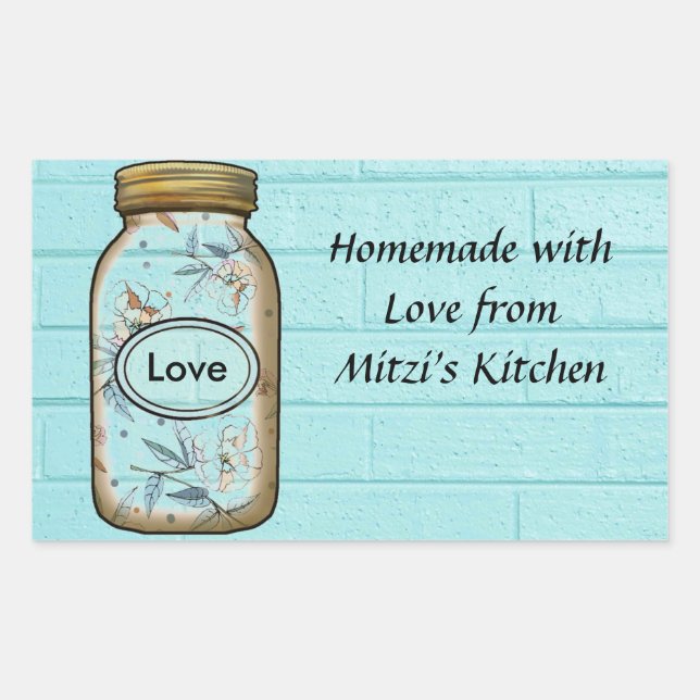 Mason Jar Sticker/Labels personalize. Rectangular Sticker (Front)
