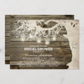 Mason Jar String Light Bridal Shower Barn Wood Invitation (Front/Back)