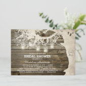 Mason Jar String Light Bridal Shower Barn Wood Invitation (Standing Front)