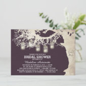 Mason Jar String Light Bridal Shower Plum Invitation (Standing Front)