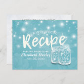 Mason Jar String Light Floral Bridal Shower Recipe Invitation Postcard (Front/Back)