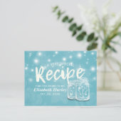 Mason Jar String Light Floral Bridal Shower Recipe Invitation Postcard (Standing Front)