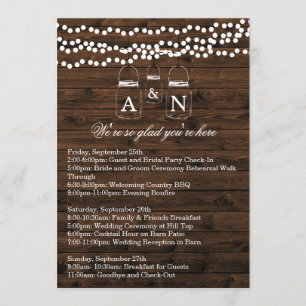 Mason Jar String Light WEEKEND ITINERARY Card