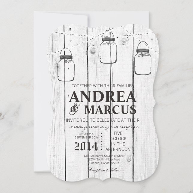 Mason Jar String Lights 5x7 Wedding Invitation (Front)