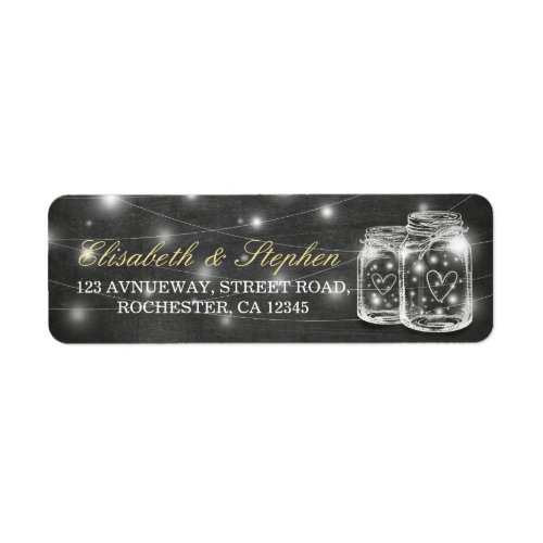 Mason Jar String Lights Chalkboard Wedding Address Label