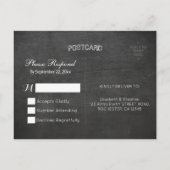 Mason Jar & String Lights Chalkboard Wedding RSVP Invitation Postcard (Back)