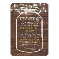 Mason Jar String Lights I DO BBQ Engagement Party Card