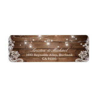 Mason Jar String Lights Rustic Country Wood Lace Label